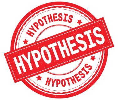 Yazılı metin kırmızı yuvarlak lastik damgası hipotez.