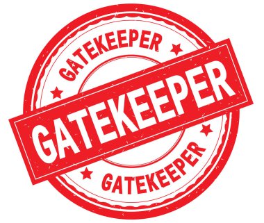 Ağ geçidi denetleyicisi yazılı metin kırmızı yuvarlak lastik damgası.