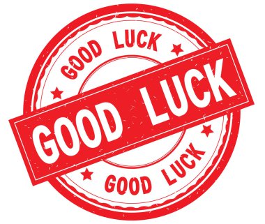 İyi şanslar yazılı metin kırmızı yuvarlak lastik damgası.