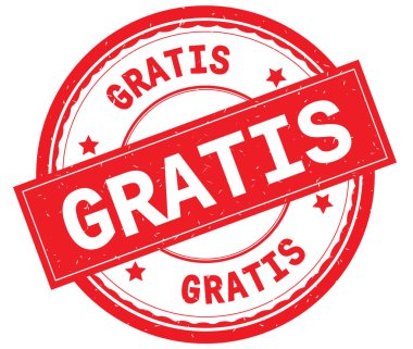 Kırmızı yuvarlak lastik damgası gratis yazılı metinler.
