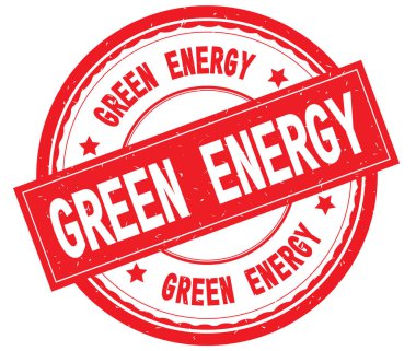 Yeşil enerji metin kırmızı yuvarlak lastik damga yazılmış.