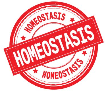 Yazılı metin kırmızı yuvarlak lastik damgası homeostazı.