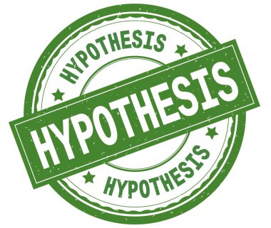 Hipotez, yazılı metin yeşil yuvarlak lastik damgası.