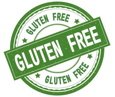 Gluten Free, yazılı metin yeşil yuvarlak lastik damgası.