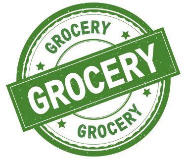 Bakkal, yazılı metin yeşil yuvarlak lastik damgası.