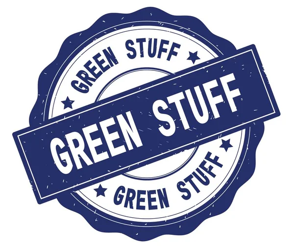 Zelené věci text, napsaný na modré kolo odznaku. — Stock fotografie