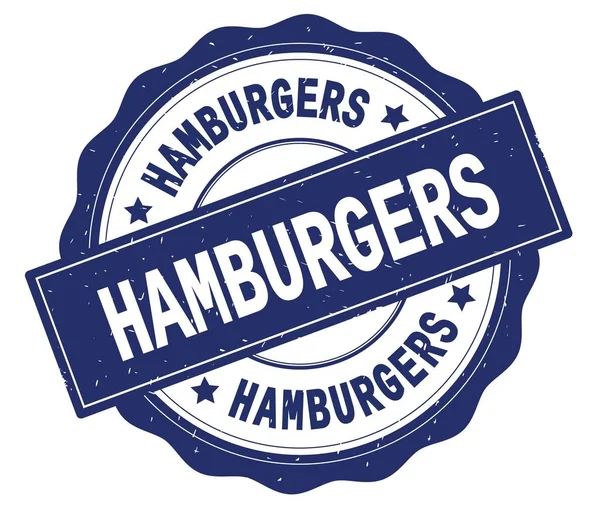 HAMBURGERS texto, escrito en azul placa redonda . —  Fotos de Stock