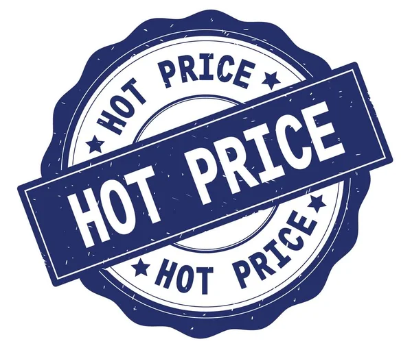 Texto de precio caliente, escrito en azul placa redonda . —  Fotos de Stock