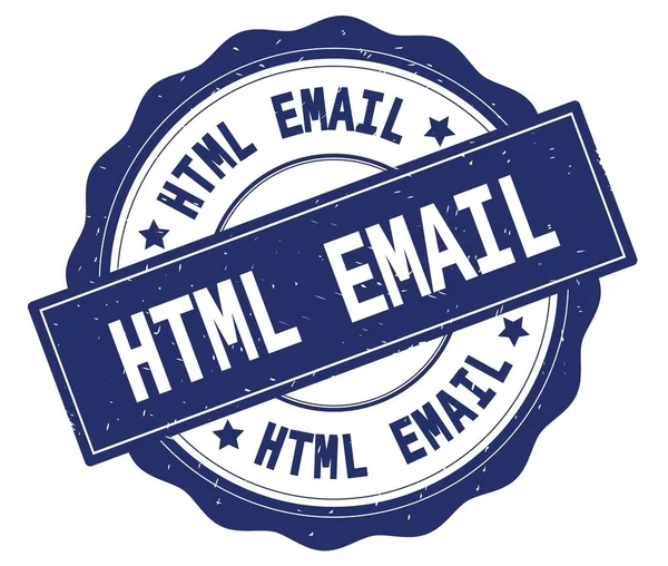 Texto HTML EMAIL, escrito em crachá redondo azul . — Fotografia de Stock
