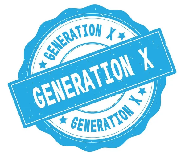 Generation X szöveg, a cián kerek jelvény. — Stock Fotó