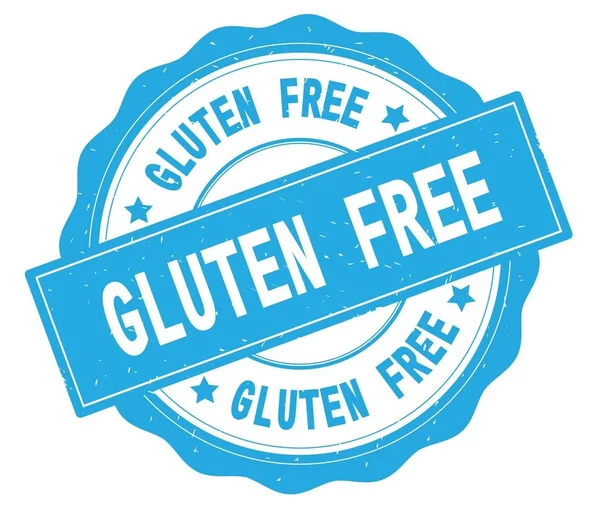 GLUTEN FREE text, written on cyan round badge. — Stock Photo, Image