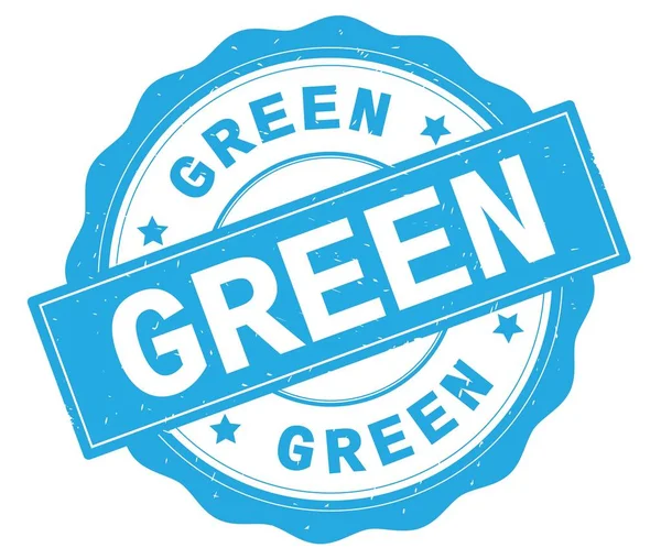 Grön text, skriven på cyan runda badge. — Stockfoto