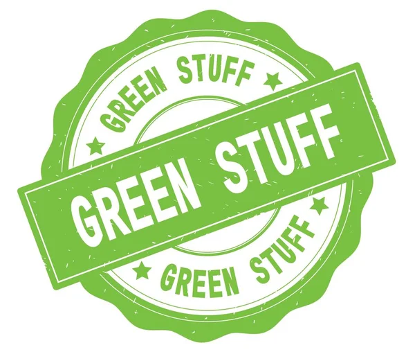 绿色的东西文本, 写在绿色的圆形徽章. — 图库照片