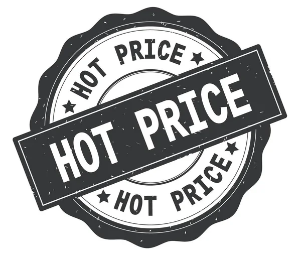 Texto del precio caliente, escrito en la insignia redonda gris . —  Fotos de Stock