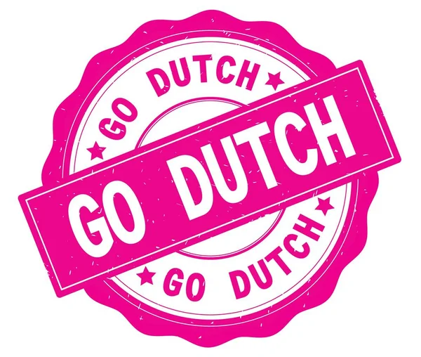 GO DUTCH texto, escrito en rosa placa redonda . —  Fotos de Stock