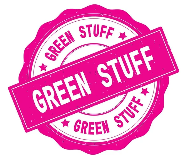 Zelené věci text, napsaný na růžové kolo odznaku. — Stock fotografie