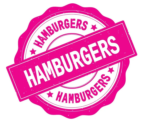 HAMBURGERS texto, escrito en rosa placa redonda . — Foto de Stock