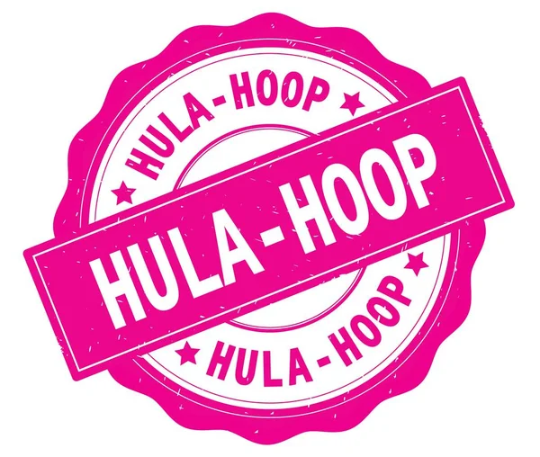 Hula Hoop, írt szöveg a rózsaszín kerek jelvény. — Stock Fotó