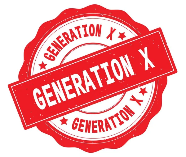 Generation X metin, kırmızı yuvarlak rozet yazılmış. — Stok fotoğraf
