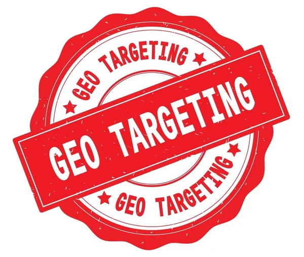 Kırmızı yuvarlak rozet yazılmış metni, coğrafi hedefleme.