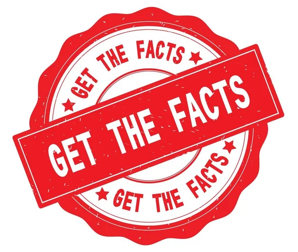 GET THE FACTS text, written on red round badge. — Stock Photo, Image