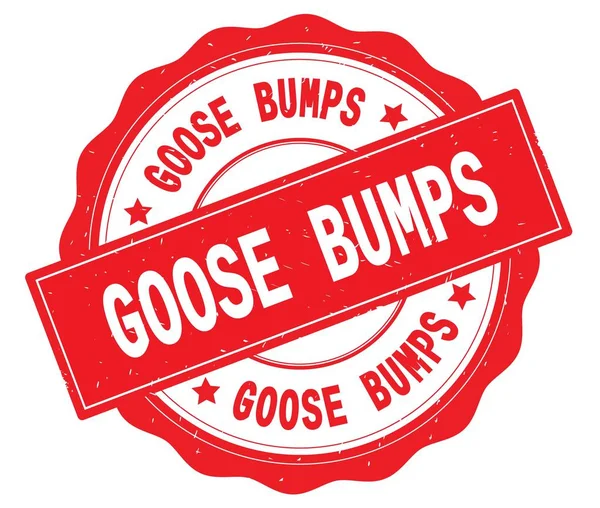 GOOSE BUMPS text, written on red round badge.