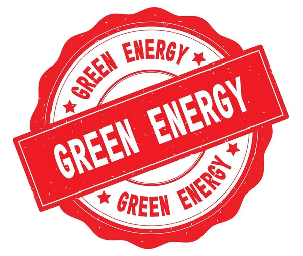 Groene energie tekst, geschreven op rode ronde badge. — Stockfoto