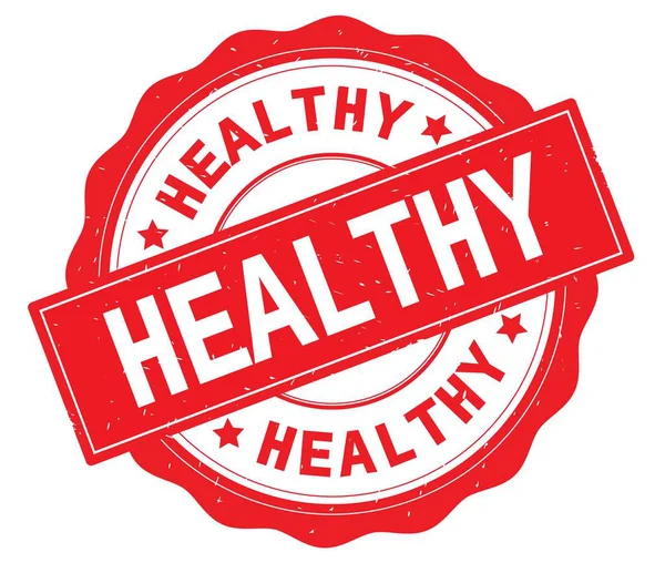 HEALTHY text, written on red round badge. — Stock Photo, Image
