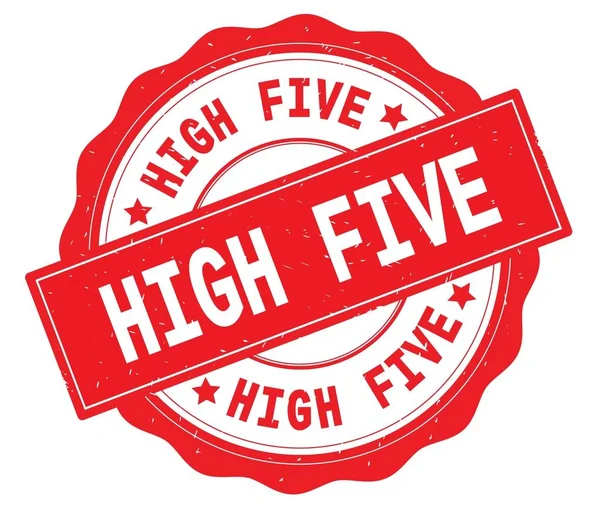 HIGH FIVE text, written on red round badge. — Stock Photo, Image