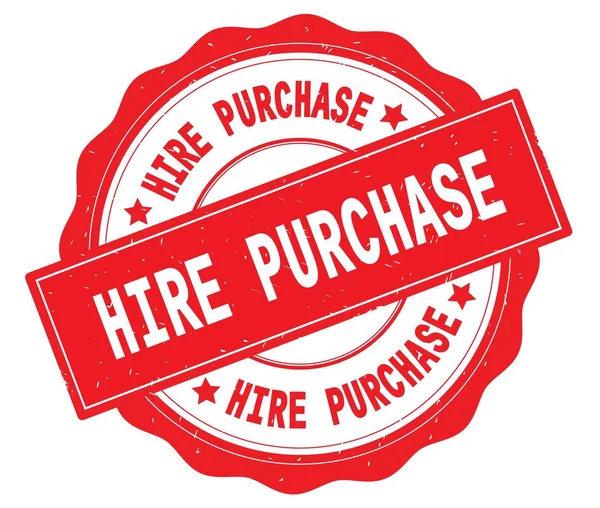 HIRE PURCHASE text, written on red round badge. — Stock Photo, Image