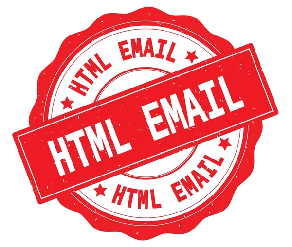 Texto HTML EMAIL, escrito em crachá redondo vermelho . — Fotografia de Stock
