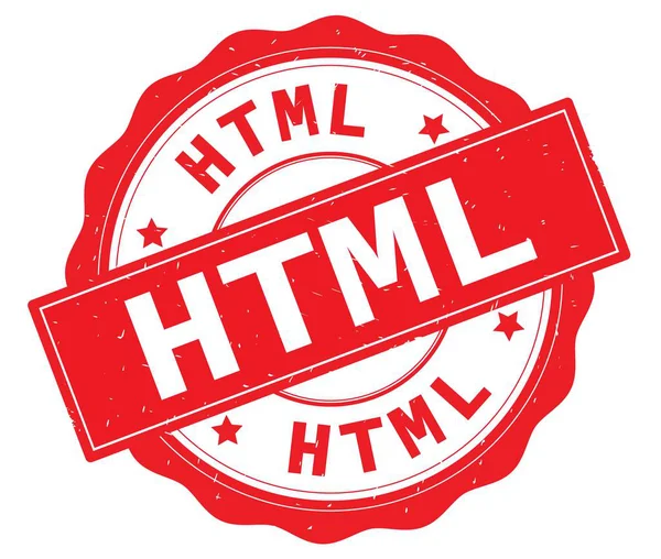 Kırmızı yuvarlak rozet yazılmış html metni. — Stok fotoğraf