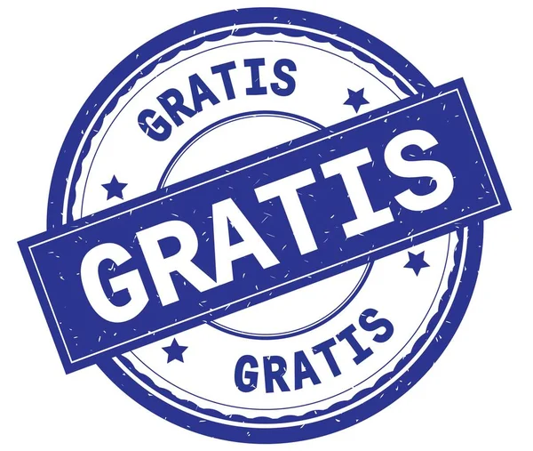 GRATIS, texto escrito sobre carimbo de borracha redonda azul . — Fotografia de Stock