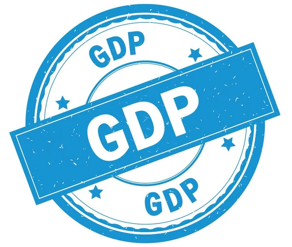 ВВП, письменный текст на голубой круглой резиновой марке . — стоковое фото