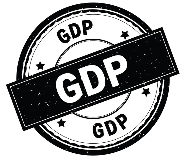 Текст ВВП на чёрной круглой резиновой марке . — стоковое фото