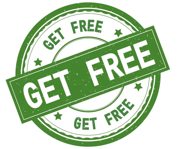 GET FREE, testo scritto su timbro rotondo di gomma verde . — Foto Stock