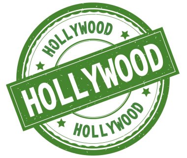 Hollywood, yazılı metin yeşil yuvarlak lastik damgası.