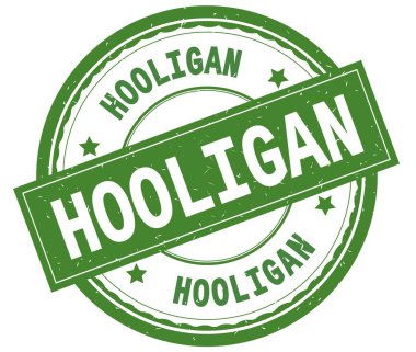 Holigan, yazılı metin yeşil yuvarlak lastik damgası.