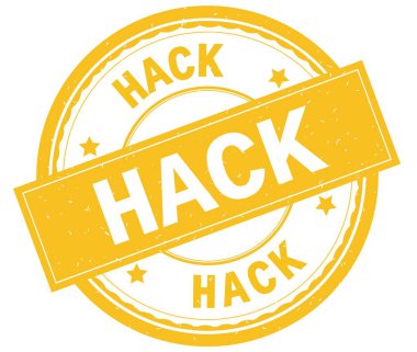 Hack, sarı yuvarlak pencere boyutu üzerinde yazılı metin.