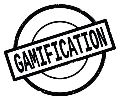 Gamification metin, siyah daire basit damga yazılmış.