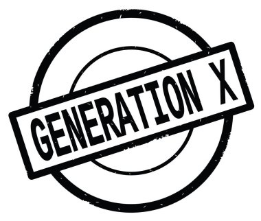 Generation X metin, siyah daire basit damga yazılmış.