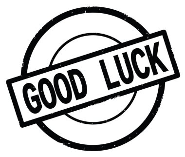 Siyah daire basit damgası yazılmış iyi şanslar metni.