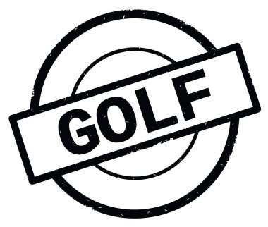 Golf metin, siyah daire basit damga yazılmış.