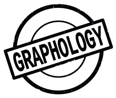 Graphology metin, siyah daire basit damga yazılmış.