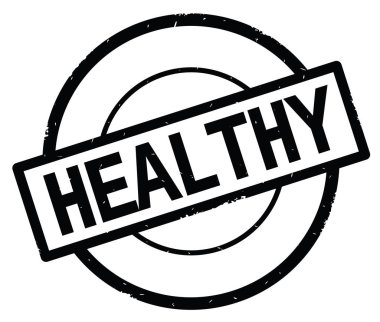 Siyah daire basit damgası yazılmış sağlıklı metni.