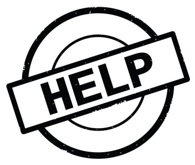 Yardım metni, siyah daire basit damga yazılmış.