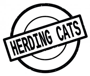 Siyah daire basit damgası herding cats metin, yazılı.