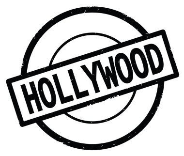 Siyah daire basit damgası yazılmış Hollywood metni.