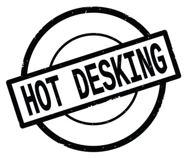 Siyah daire basit damgası yazılmış sıcak Desking metni.