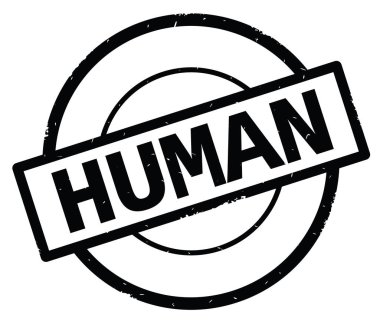 Siyah daire basit damgası yazılmış insan metni.